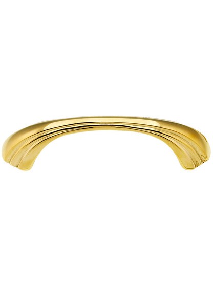 Small Art Deco Pull - 3 inch Center to Center in Unlacquered Brass.
